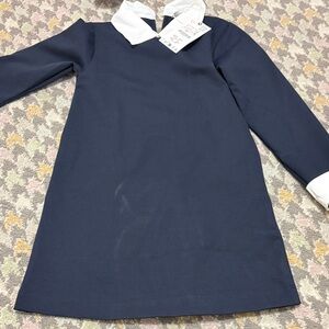 Zara Navy Blue Kids Dress with White Accents